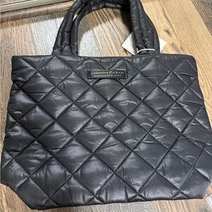 Donna Karan Quilted Black Tote with Double Handles